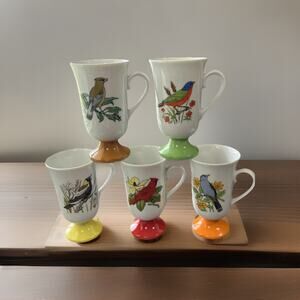 Beautiful Lot of Vintage 1960's Fred Roberts Porcelain Song Bird Mugs